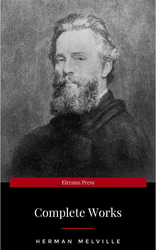 Portret van Herman Melville met baard en gekleed in een donker jasje. Eireann Press Complete Works.