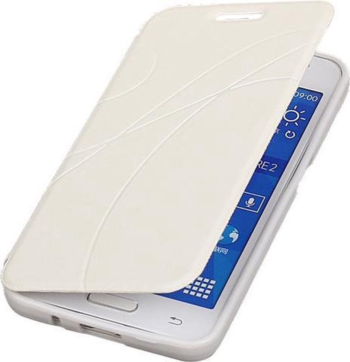Bestcases Wit TPU Booktype Motief Hoesje Samsung Galaxy Core 2