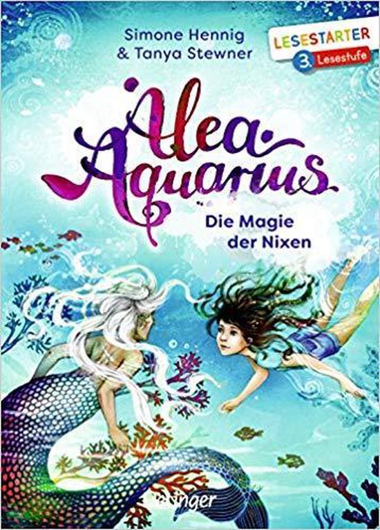 Boekcover met de titel 'Alea Aquarius. Die Magie der Nixen' met twee zeemeerminnen en vissen onder water.