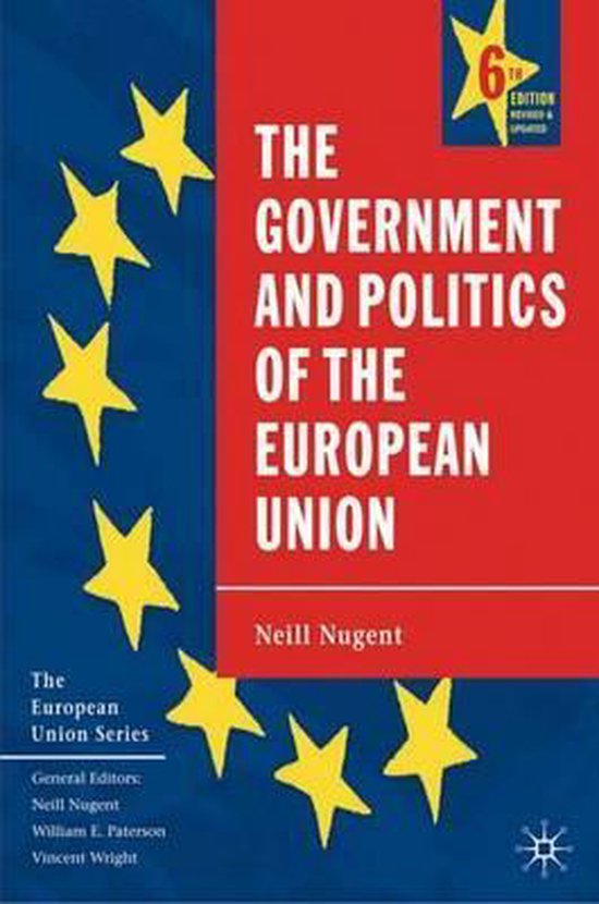 Livre : The Government and Politics of the European Union. 6e édition, révisée et mise à jour. Avec des étoiles jaunes sur fond bleu.