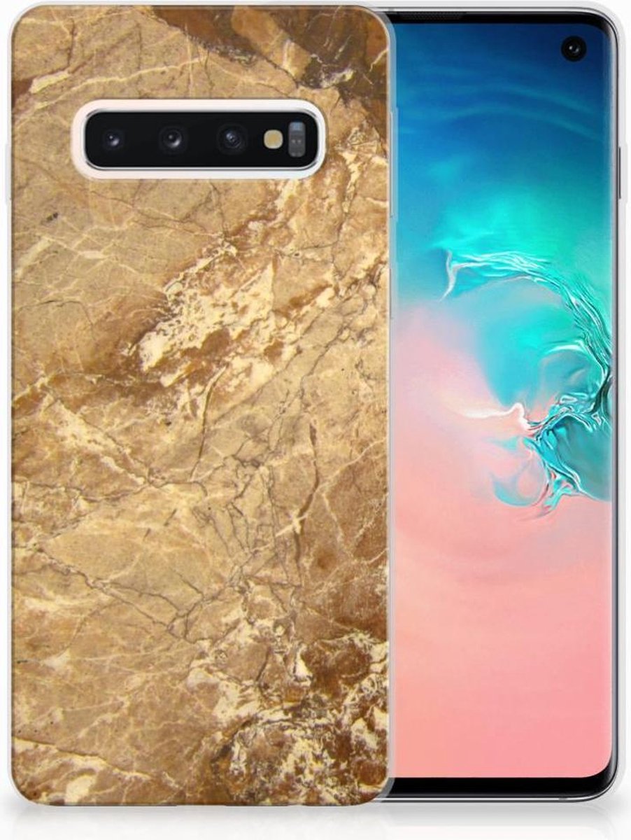 Samsung Galaxy S10 TPU Siliconen Hoesje Marmer Creme