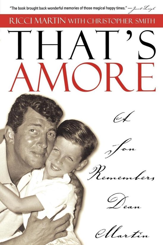 Boek "That's Amore" met Dean Martin die zijn zoon Ricci vasthoudt. De tekst luidt "A Son Remembers Dean Martin".