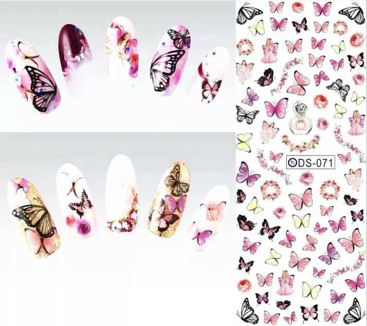 Goedkoopste Nail art stickers vlinder butterfly - 70 pcs nailart