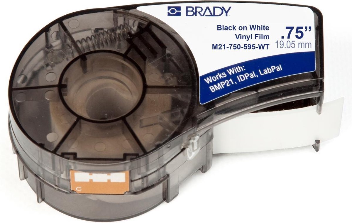 Brady M21-750-595-WT printeretiket Zwart, Wit Zelfklevend printerlabel