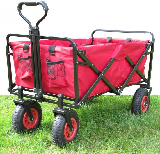 Product: Mac Sports Wagon - Opvouwbare bolderkar rood - Luchtbanden + Met gratis zonnehuifje, van het merk Macsports