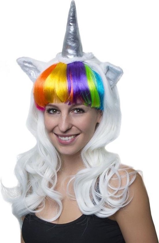 Marine Algebraïsch Reis Eenhoorn regenboog verkleed pruik - carnaval verkleed accessoire voor  volwassenen | bol.com