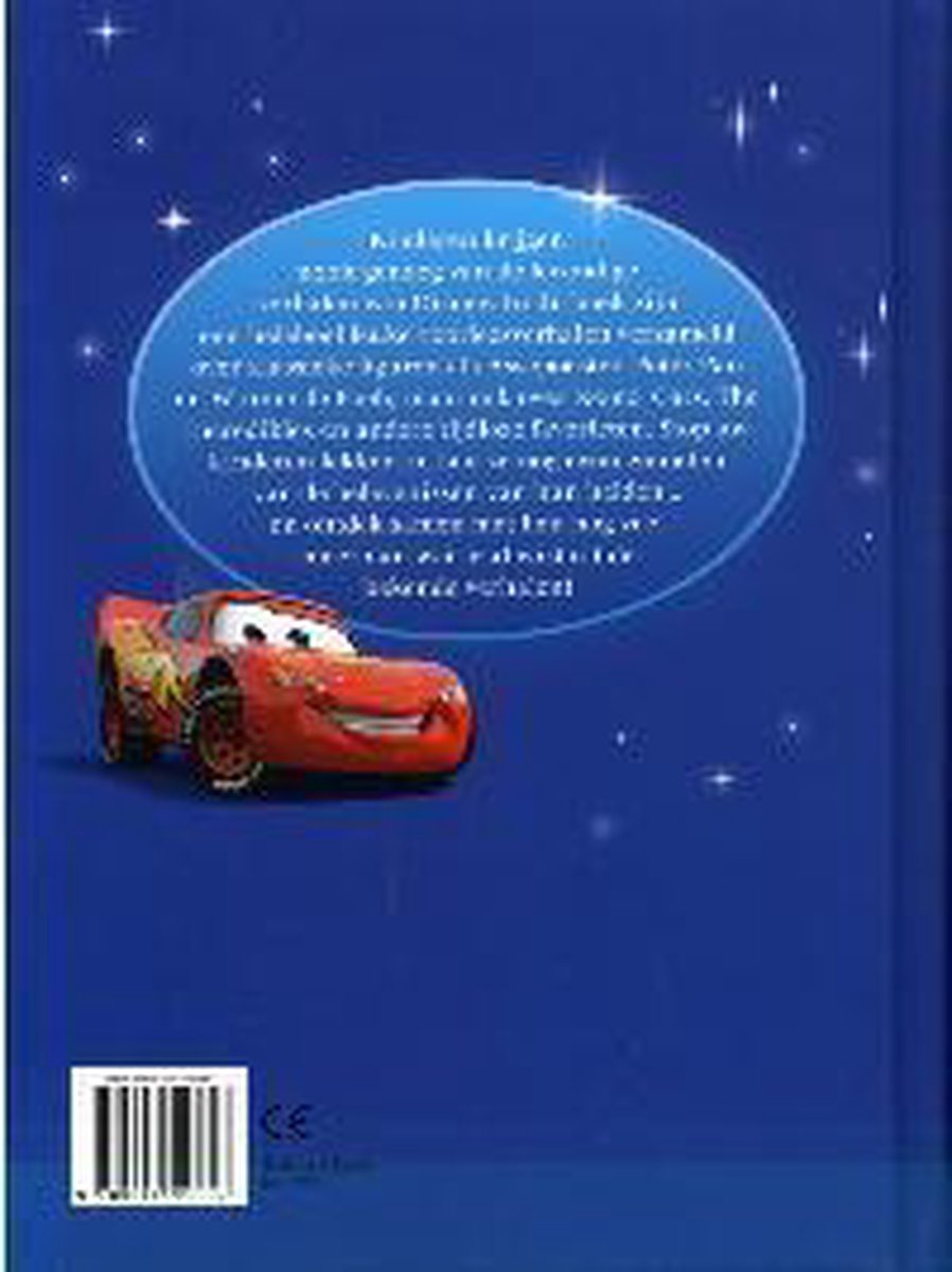 Achterkant van het boek "Wondere 1-minuut verhalen" met blixten mcqueen.