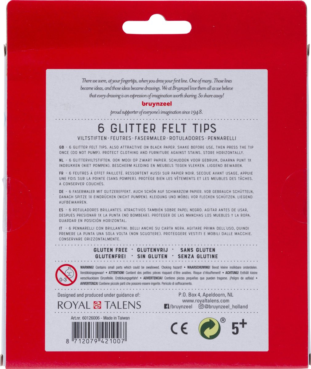 Bruynzeel Kids Glitter viltstiften set 6 — afbeelding 2