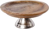 Cosy @ Home cake plateau hout met voet in aluminium D30X13CM