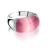 Zinzi - Zilveren Ring - Roze Cateye - Zirkonia - Maat 58 (ZIR794R58)