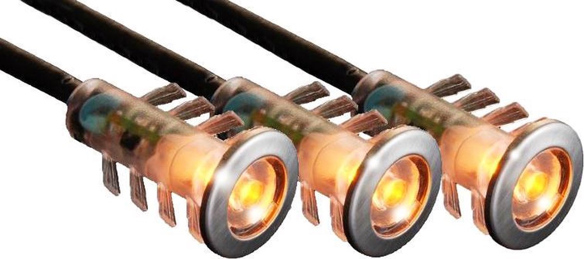 Tronix Grondspot - LED - 3 stuks - IP67 - Lichtkleur Amber - RVS