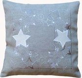 Housse de coussin décorative de Noël - Grijs avec étoiles argentées - 40 x 40 cm