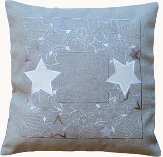 Kerst Sier kussenhoes - Grijs met Zilveren sterren - 40 x 40 cm