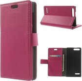 Litchi wallet hoesje Huawei Ascend P8 Lite roze