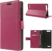 Etui Portefeuille Litchi Huawei Ascend P8 Lite Rose