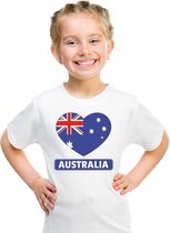 Australie hart vlag t-shirt wit jongens en meisjes S (122-128)