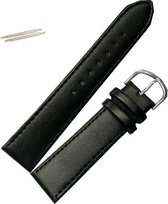 Fako Bijoux® - Horlogebandje - Echt Leer - 20mm - Zwart