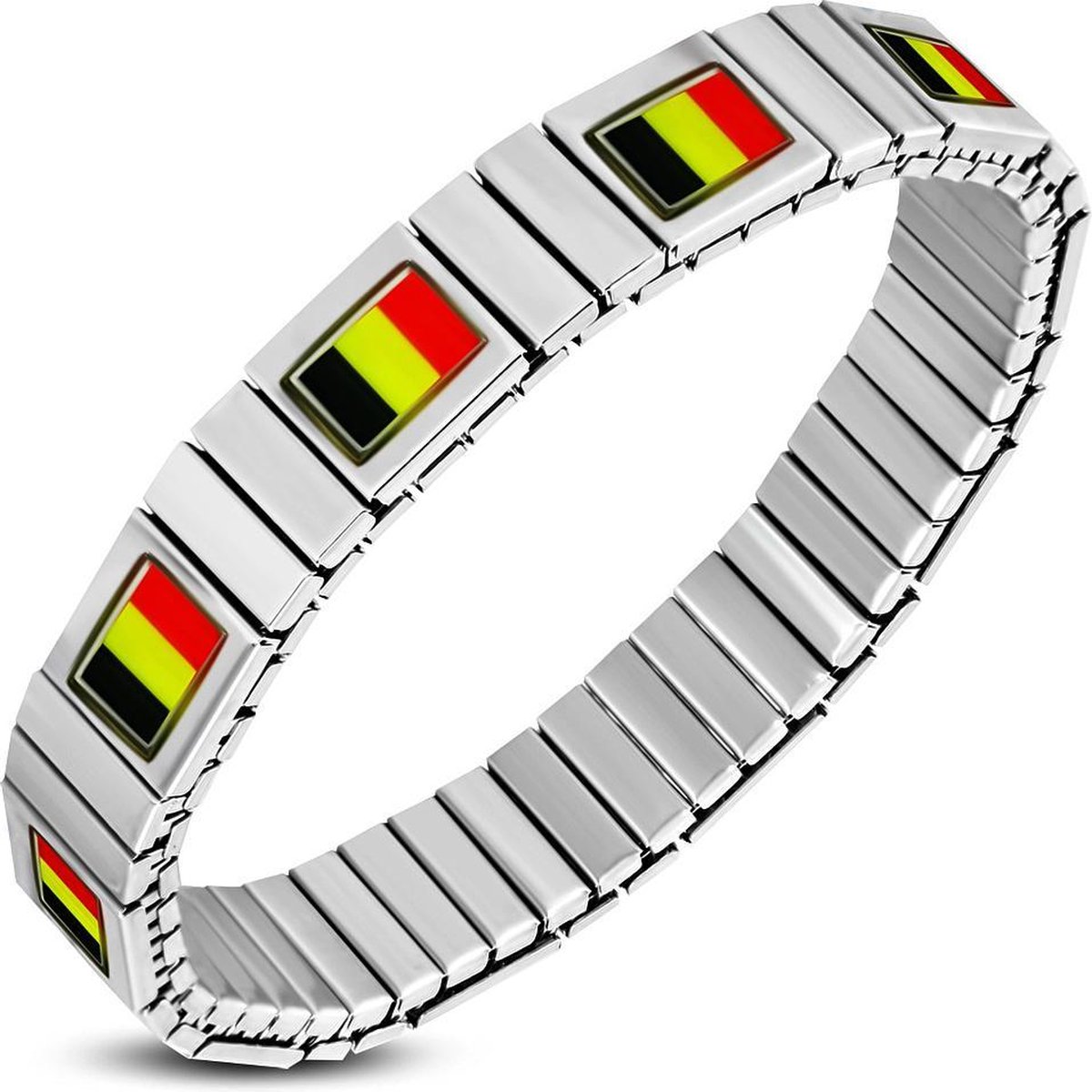 Amanto Armband Afonsa - 316L Staal - Belgische Vlag - 10mm - 21cm - Rek