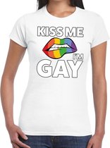Kiss me I am gay t-shirt wit dames XL
