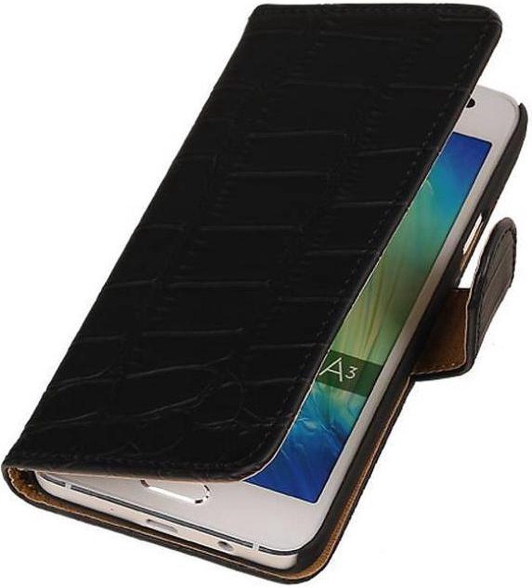Krokodil Bookstyle Hoes Geschikt voor Samsung Galaxy A3 Zwart