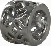 Quiges - Verzilverde Aanschuif Charm Bedel Bloem Ornament Design voor Quiges Wikkelarmbanden - EHC134