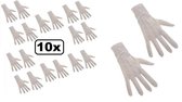 10x Witte handschoenen katoen de luxe mt.XL - Prinsen handschoenen raad van elf sinterklaas