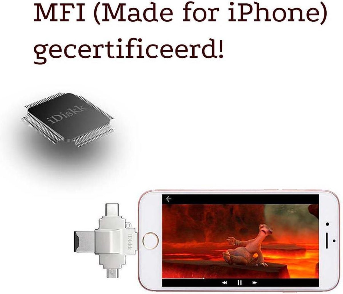 Clé USB iDiskk 128G Lightning pour iPhone, cle USB iphone certifiée MFi  pour iPhone, clé USB de Stockage Externe pour iPhone Compatible avec iPad  Mac et PC : : Informatique