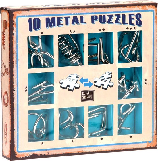 Eureka puzzel 10 Metal Puzzles Set Blue