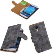 Samsung Galaxy S4 Mini - Mini Slang Grijs Bookstyle Wallet Hoesje