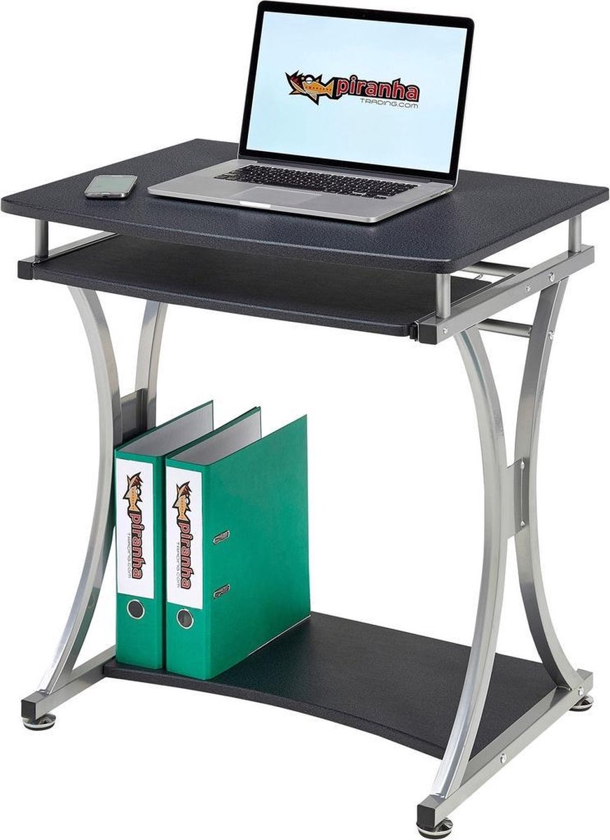Piranha MINNOW Bureau – Computerbureau – Antraciet/Zwart – Opbergruimte & Toetsenbordhouder