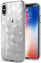 Luxe 3D Backcover voor Apple iPhone X - iPhone XS - Transparant - Hoogwaardig Soft TPU Case - Hoesje met Diamant Patroon