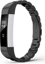 Stalen Smartwatch bandje - Geschikt voor  Fitbit Alta / Alta HR stalen bandje - zwart - Strap-it Horlogeband / Polsband / Armband