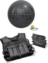 Tunturi - Fitness Set - Gewichtsvest 10 kg - Gymball Zwart met Anti Burst 65 cm