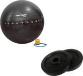Tunturi - Fitness Set - Halterschijven 2 x 2,5 kg - Gymball Zwart met Anti Burst 90 cm