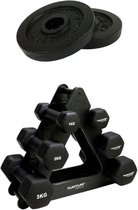 Tunturi - Fitness Set - Dumbbell Opbergrek incl 2x 1 t/m 3 dumbbells  - Halterschijven 2 x 1,25 kg