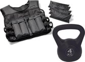 Tunturi - Fitness Set - Gewichtsvest 10 kg - Kettlebell 4 kg