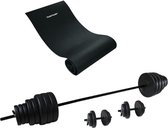Tunturi - Fitness Set - Vinyl Barbell/Dumbbell Set 50Kg  - Fitnessmat 160 x 60 x 0,7 cm