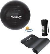 Tunturi - Fitness Set - Fitnessmat 180 x 60 x 1,5 cm - Gymball Zwart 55 cm