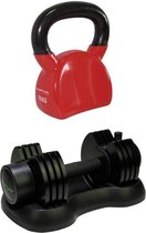 Tunturi - Fitness Set - Verstelbare Dumbbellset 12,5 kg - Kettlebell 10 kg