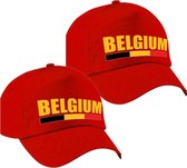 4x stuks Belgium supporters pet rood voor dames en heren - Belgie landen baseball cap - supporter accessoire
