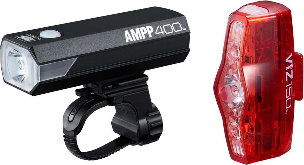 CatEye AMPP400 + VIZ150 Fietsverlichting - LED - USB - Oplaadbaar - Zwart