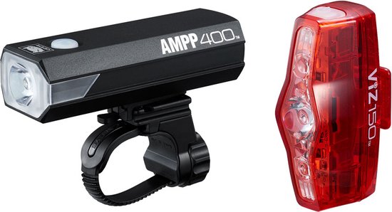 CatEye AMPP400 + VIZ150 Fietsverlichting - LED - USB Oplaadbaar - Zwart