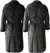 HOMELEVEL Flanellen Oversize Badjas Unixex voor Vrouwen en Mannen Aankleedjurk Sauna Badjas Reizen Badjas Gezellig Zacht Sauna Badjas Antraciet Maat 5XL