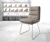 Gestoffeerde-stoel Abelia-Flex slipframe roestvrij staal taupe vintage