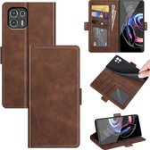 Motorola Edge 20 Lite Hoesje - MobyDefend Luxe Wallet Book Case (Sluiting Zijkant) - Bruin - GSM Hoesje - Telefoonhoesje Geschikt Voor: Motorola Edge 20 Lite