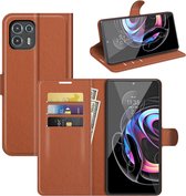 Motorola Edge 20 Lite Hoesje - MobyDefend Kunstleren Wallet Book Case - Bruin - GSM Hoesje - Telefoonhoesje Geschikt Voor: Motorola Edge 20 Lite