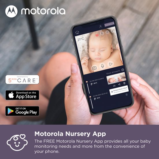 Motorola Nursery VM 855 Connect Baby Monitor - met Motorola Nursery App - 5 inch Ouderunit – Nachtvisie