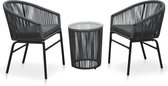 Decoways - 3-delige Bistroset met kussens PVC-rattan antraciet