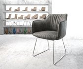 Gestoffeerde-stoel Elda-Flex met armleuning slipframe roestvrij staal grijs vintage