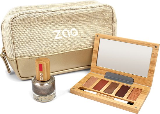 ZAO Christmas 2021 Warm & Glow Set – Bio-Lidschattenpalette + Nagellack + Kosmetiktasche